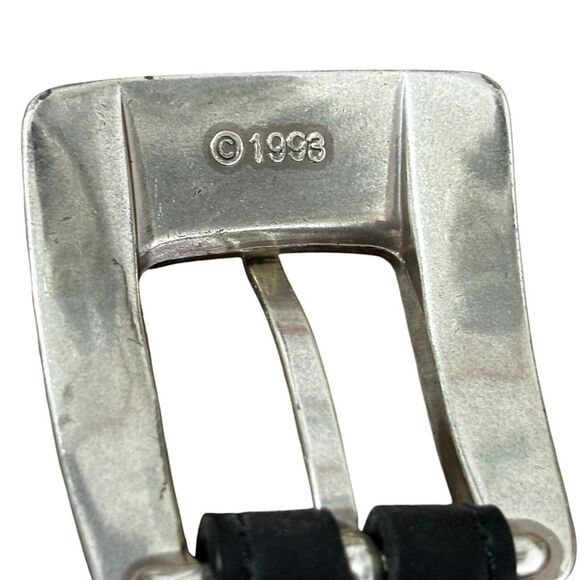 Vintage Onyx by Brighton Black Leather Belt Braided Size 42 Silver‎ Buckle 1993 main image 8